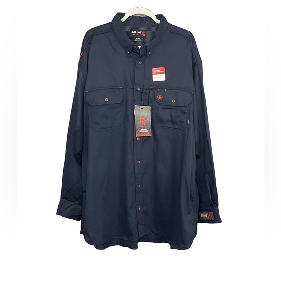 Ariat Other - Ariat FR‎ Solid Vent Work Shirt Long Sleeve Navy Blue Cat 2 NWT